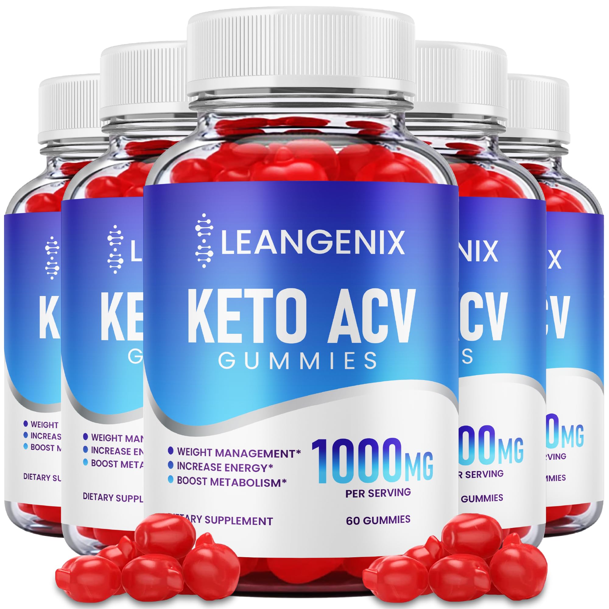 Leangenix Keto ACV Gummies 5 Pack - 525mg - Fit Formula